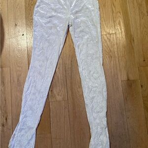 SHEIN White Floral Textured Leggings